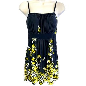 Wet Seal | NWOT Floral Spaghetti Strap Tank Swim Cover Up Black Yellow White M